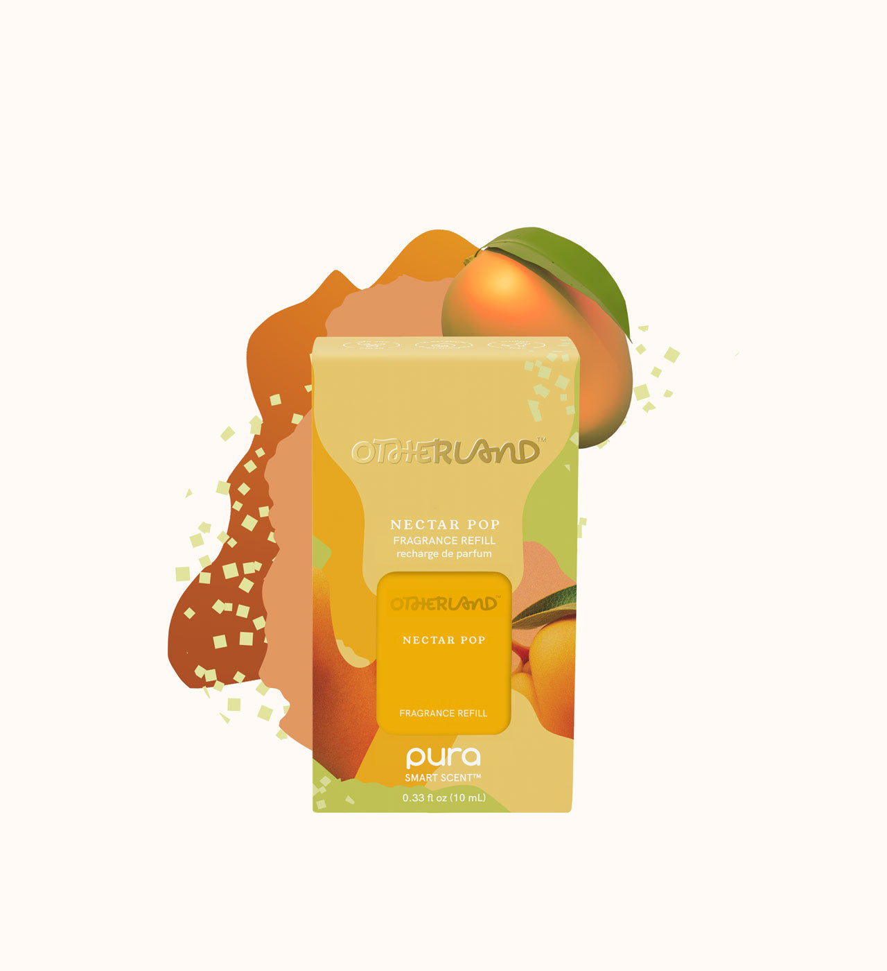 Otherland Nectar Pop diffuser refill packaging with peach illustrations on a white background